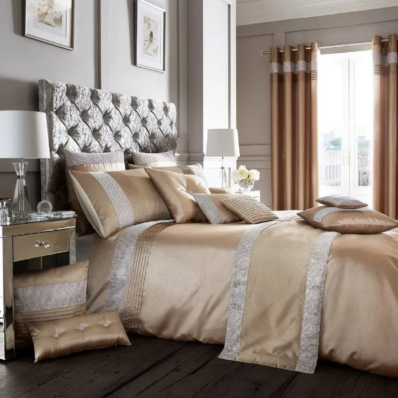 Smart Living Premium Polycotton Onyx Duvet Cover With Pillowcases in Camel Size: Single Camel Single