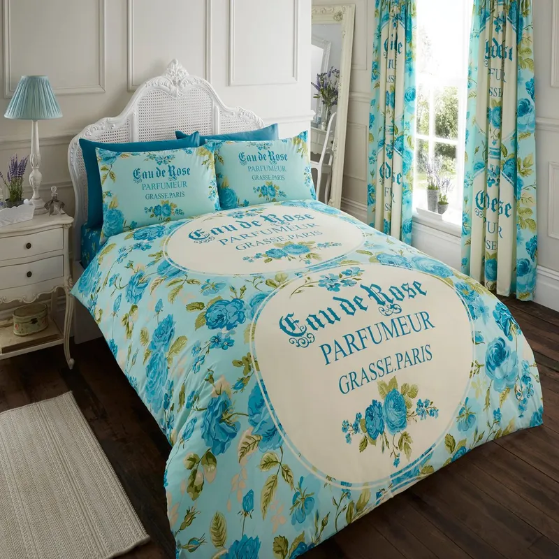 Smart Living Printed Polycotton Iola Duvet Cover With Pillowcases in Teal Size: King Teal King