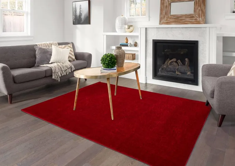 Smart Living Super Soft Fluffy Thick Pile Shimmer Shaggy Area Rugs in Red Size: 120cm x 170cm - Red - Size: 120cm x 170cm