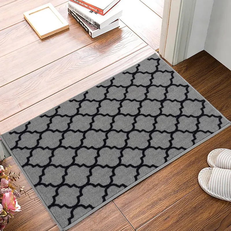 Smart Living Trellis Heavy Duty Machine Washable Hallway Kitchen Non Slip Door Mat in Grey Size: 80cm x 300cm - Grey