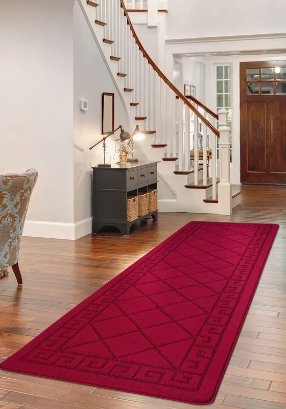 Smart Living Tribela Heavy Duty Machine Washable Hallway Kitchen Non Slip Door Mat in Red Size: 50 cm x 80 cm Red