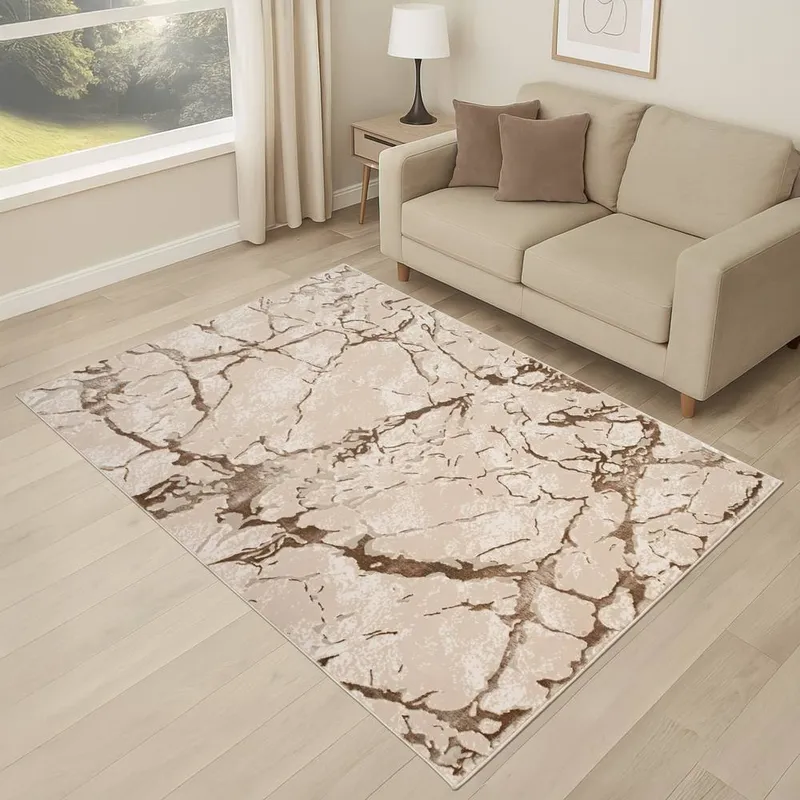 Smart Living Venice Modern Carved Rug – Soft Luxury for Living & Bedroom in Beige Size: 80cm x 150cm - Beige