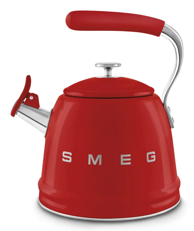 Smeg WKF01RD Whistling Kettle for Hobs, Stainless Steel, 2.3 liters, Red Size: A Red A