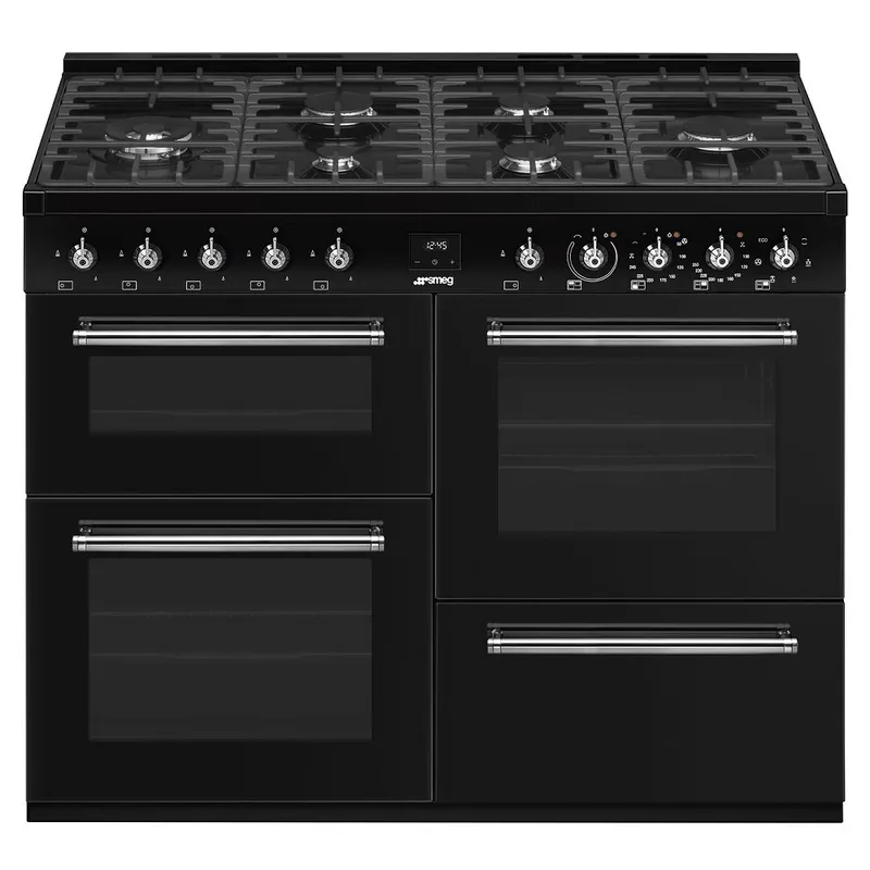 Smeg CX113GMBL 110cm Concert Dual Fuel Range Cooker - Black