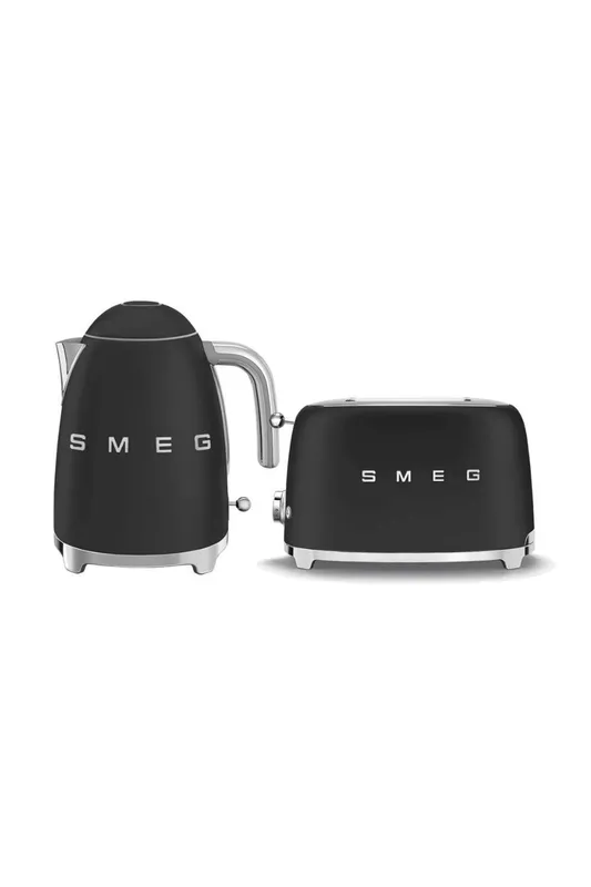 Smeg KLF03, TSF01 Matte Kettle & 2 Slice Toaster Set in Black - Black