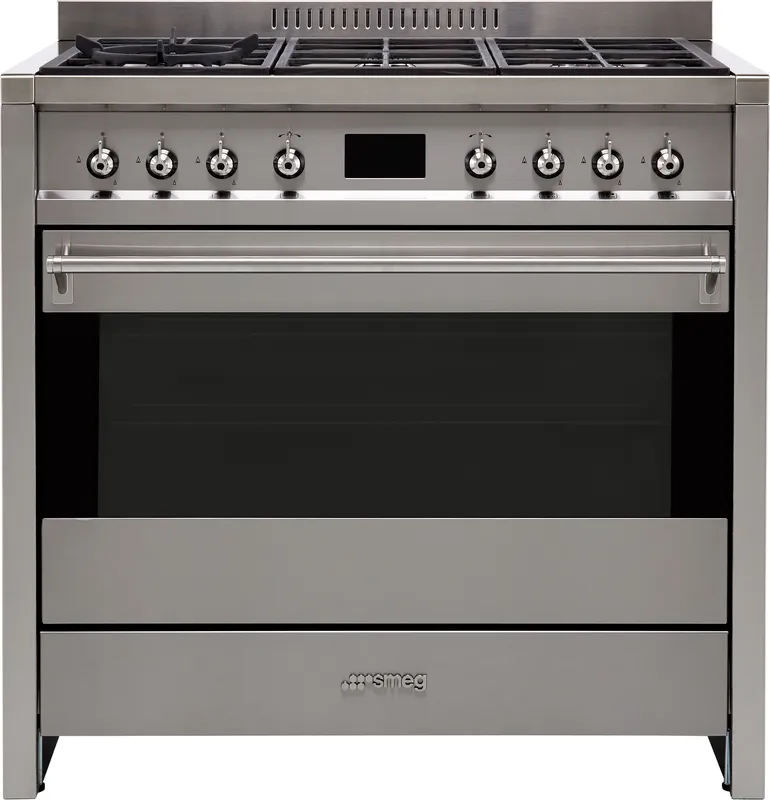 Smeg Opera A1-9 90cm wide Dual Fuel Range Cooker with Gas Hob - Stainless Steel - A+ Rated, Stainless Steel