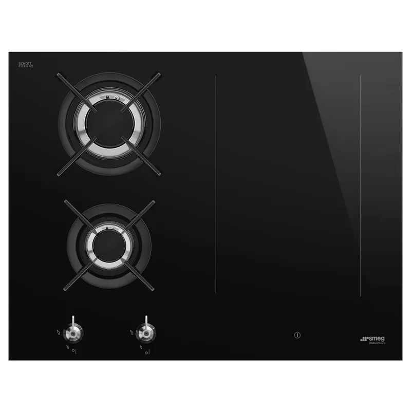 Smeg PM3643D Classic 65cm Frameless Mixed Induction And Gas Hob - Black
