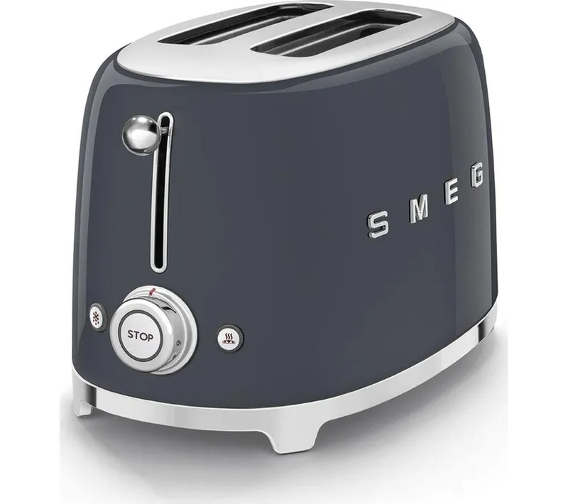 Smeg TSF01GRUK 2-Slice Toaster - Slate Grey, Silver/Grey