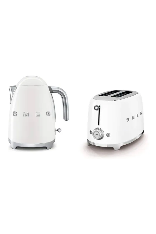 Smeg Unisex KLF03, TSF01 Matte Kettle & 2 Slice Toaster Set in White White One Size female