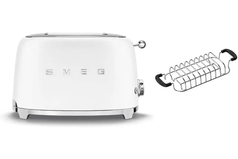 Smeg Unisex TSF01 Matte 2 Slice Toaster w/ Bun Warmer Set in White White One Size female