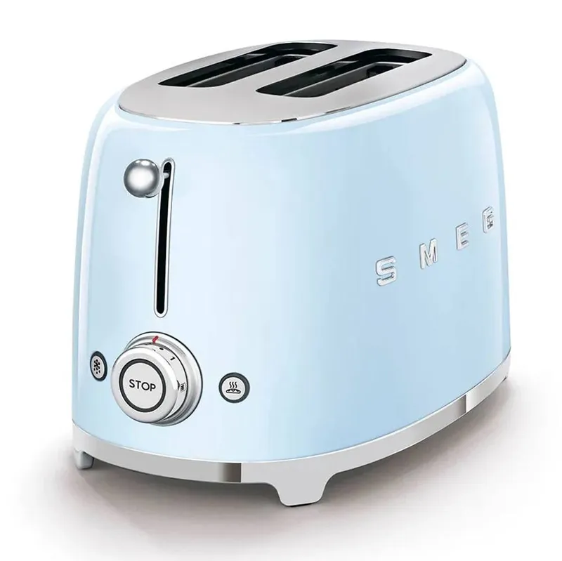 Smeg TSF01, TSBW01 2 Slice Toaster & Bun Warmer Set in Pale Blue - Pale Blue