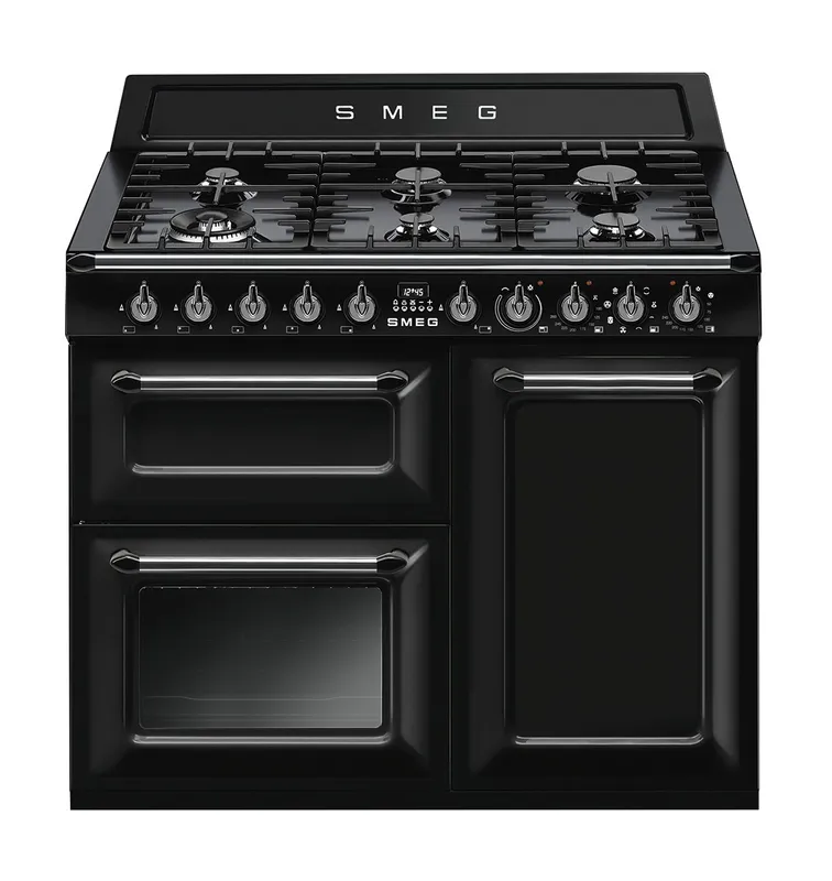 Smeg Victoria TR103BL 100cm Wide Black Dual Fuel Freestanding Range Cooker