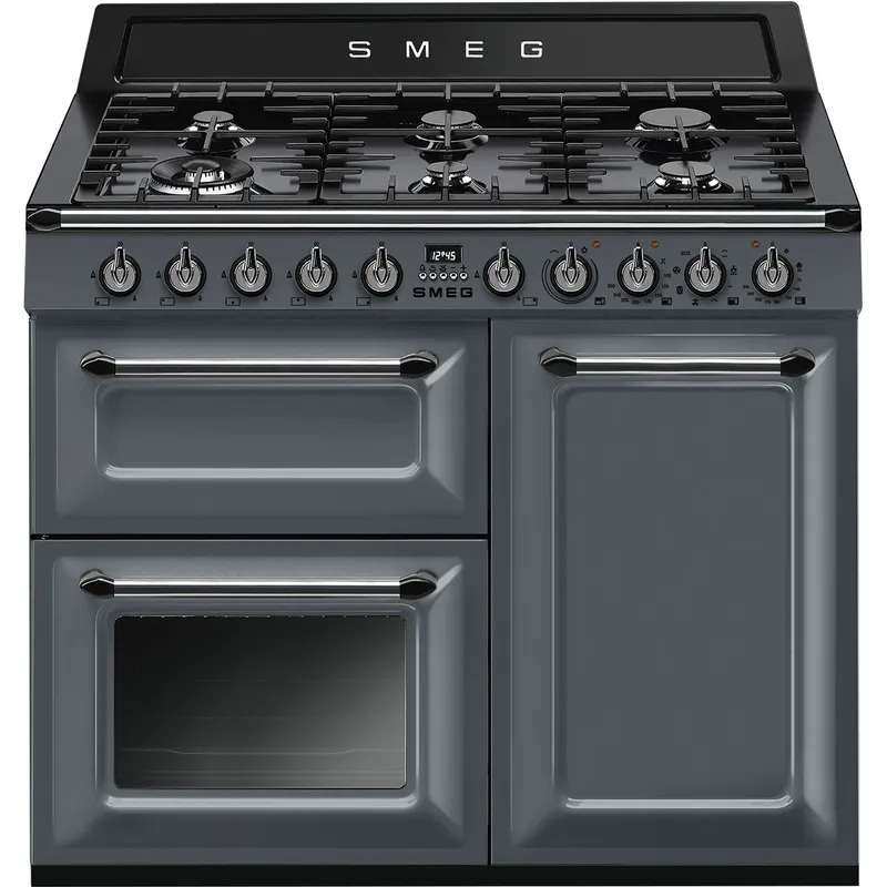 Smeg Victoria TR103GR 100cm Wide Grey Dual Fuel Freestanding Range Cooker