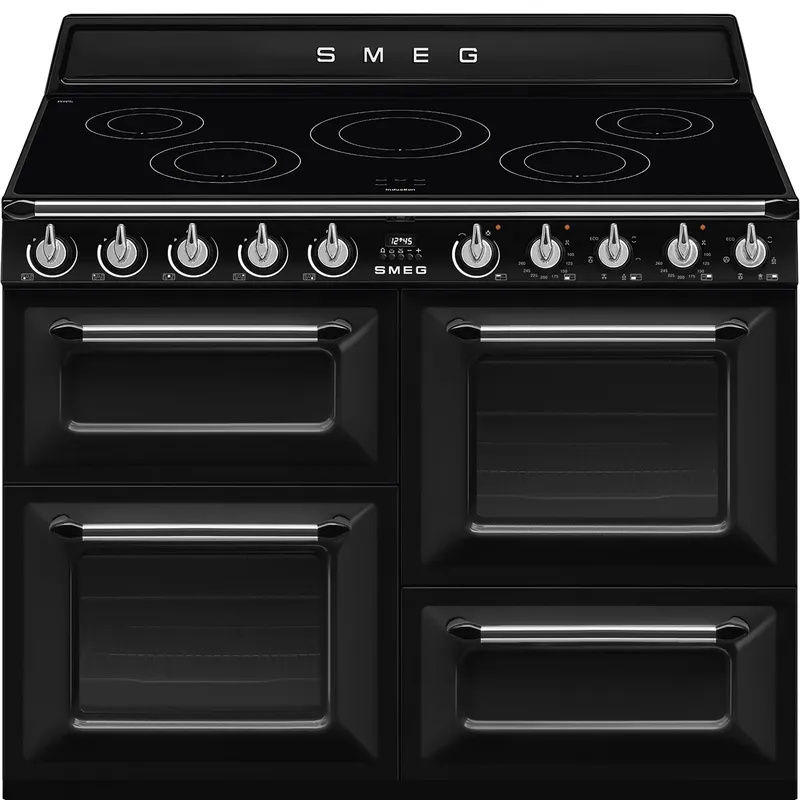 Smeg Victoria TR4110IBL2 110cm Wide Black Induction Freestanding Range Cooker