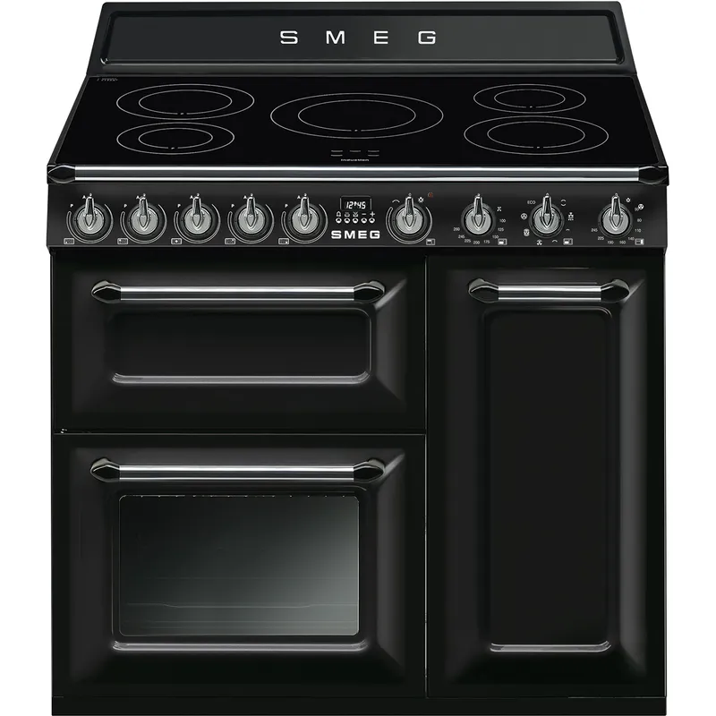 Smeg Victoria TR93IBL2 90cm Wide Black Induction Freestanding Range Cooker