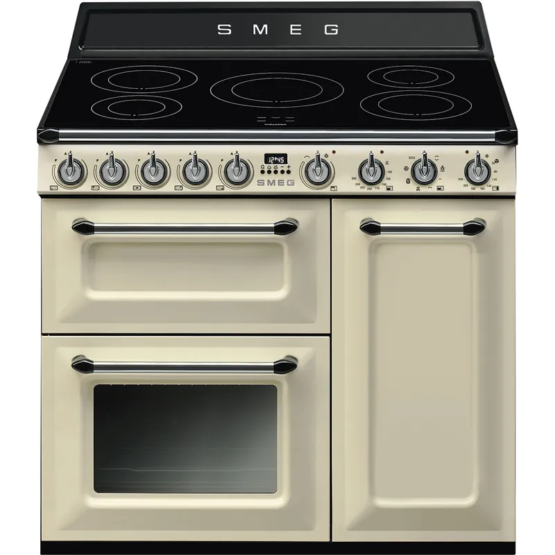 Smeg Victoria TR93IP2 90cm Wide Cream Induction Freestanding Range Cooker