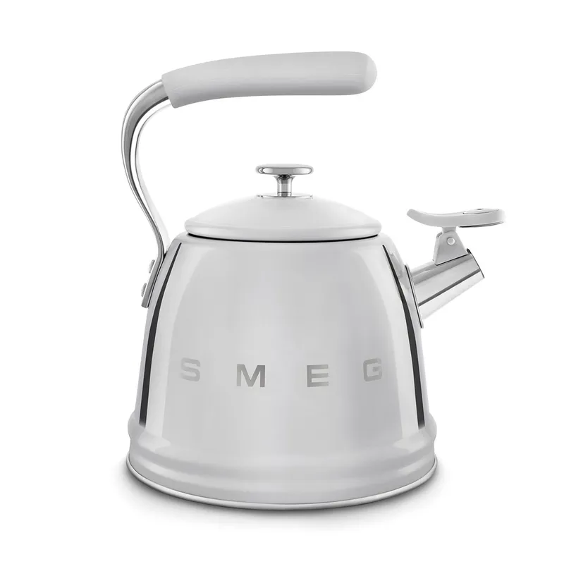 Smeg WKF01SS Whistling Kettle, 2.3 litres with Steam Whistle, Cool Touch Handle & Practical Spout, Stainless Steel in Metallics Size: A Metallics A