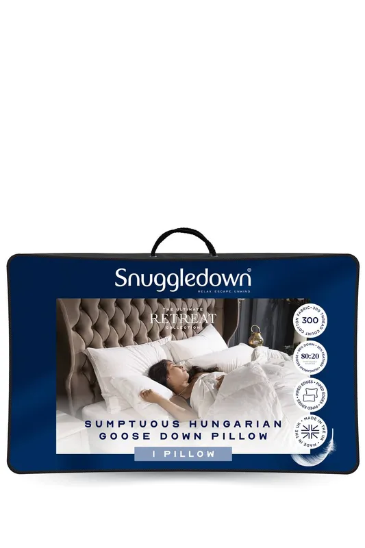Snuggledown Unisex 1 Pack Retreat Hungarian Goose Down Soft Support Pillows in White White One Size female