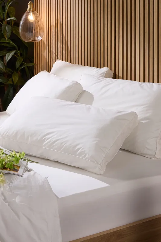Snuggledown 2 Pack Hotel Luxurious Back Sleeper Medium Support Pillow in White White