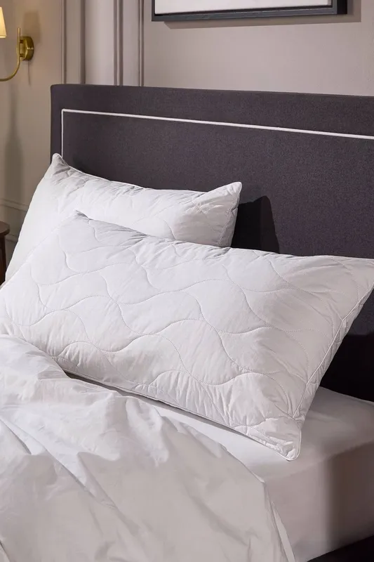 Snuggledown Unisex 2 Pack Hotel Luxury Cotton Quilted Kingsize Firm Side Sleeper Pillow in White White One Size female