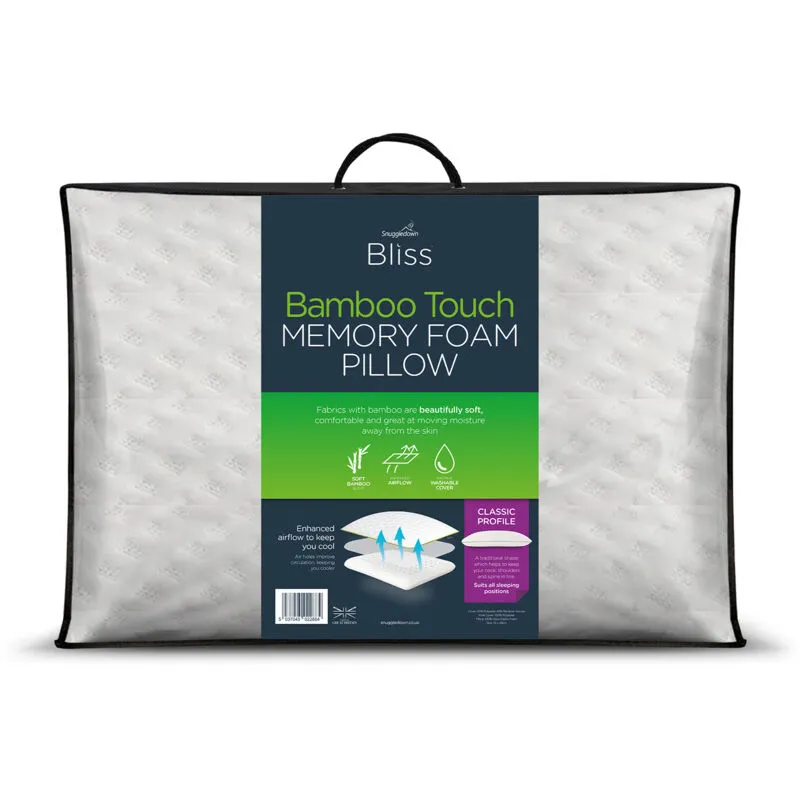Snuggledown Single Bliss Bamboo Touch Memory Foam Back Sleeper Pillow in White White
