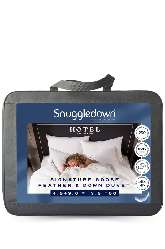 Snuggledown Hotel Goose Feather & Down 13.5 Tog (9+4.5 Tog) All Seasons Duvet in White Size: King White