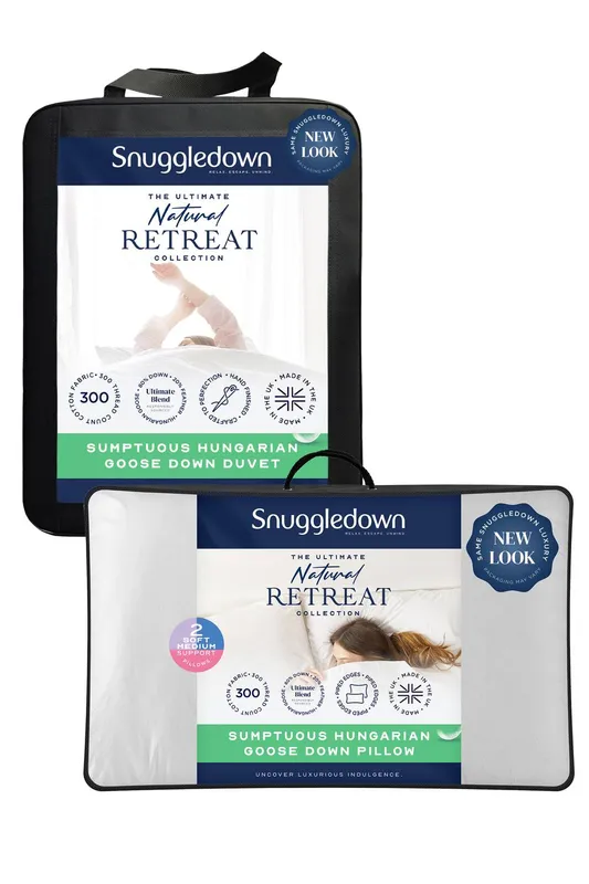 Retreat Snuggledown Sumptuous Goose Down Duvet 13.5 Tog Winter Duvet with 2 Pillows White Kingsize