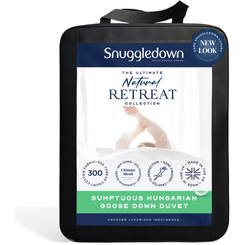 Snuggledown Retreat Hungarian Goose Down All Season 13.5 Tog (9+4.5 Tog) Duvet in White Size: King White King