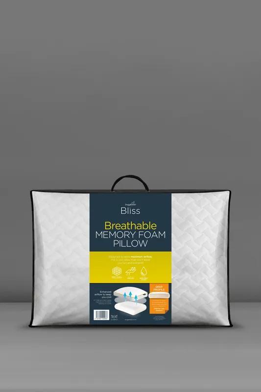 Snuggledown Single Bliss Breathable Memory Foam Deep Filled Side Sleeper Pillow in White White