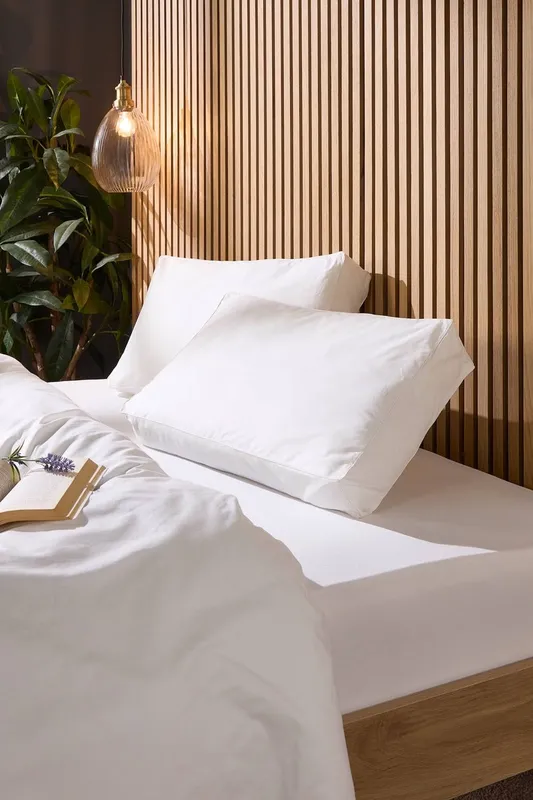 Snuggledown 2 Pack Hotel Side Sleeper Pillow - Firm Support, Deep Filled Cotton Box Pillow in White White