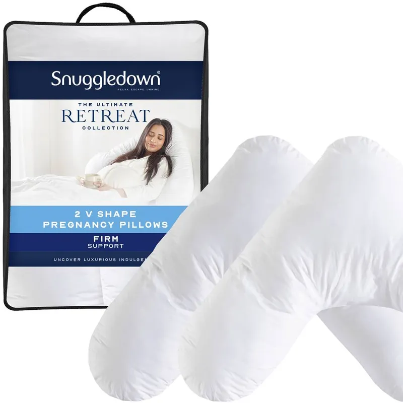 Snuggledown 2 Pack Retreat V Shape Firm Support Pillow in White - White