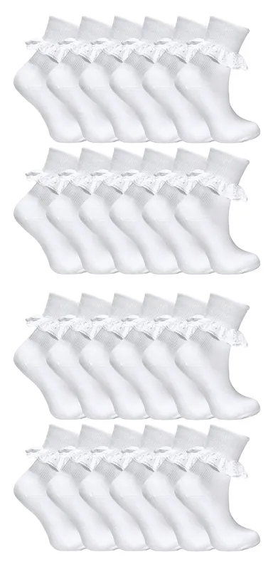 Sock Snob 24 Pairs Multipack Girls Lace Socks