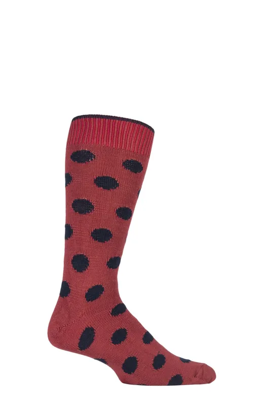 Sockshop of London Men's 1 Pair Spotty Cotton Socks in Terracotta Size: 7-11 Terracotta
