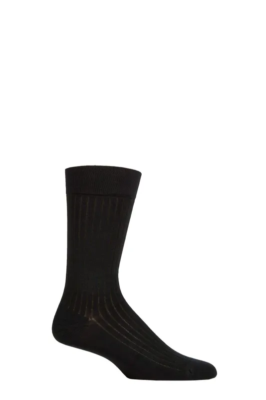 Mens 1 Pair Sockshop of London Luxury Fine Rib Bamboo Socks Black 7-11 Mens - Black - Size: 7-11 Mens