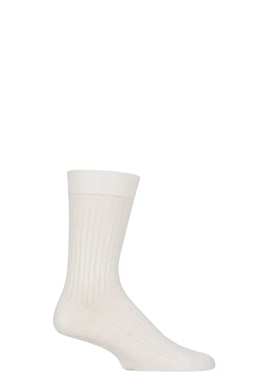 Mens 1 Pair Sockshop of London Luxury Fine Rib Bamboo Socks White 7-11 - White - Size: 7-11 Mens
