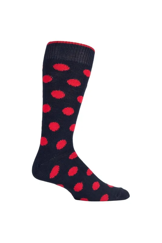 Sockshop of London Men's 1 Pair Spotty Cotton Socks in Dark Navy Size: 12-14 Dark Navy