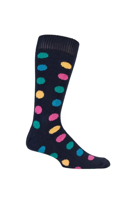 Sockshop of London Men's 1 Pair Spotty Cotton Socks in Navy Size: 7-11 Navy 7-11