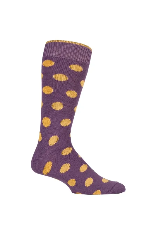 Sockshop of London Men's 1 Pair Spotty Cotton Socks in Purple Size: 7-11 Purple
