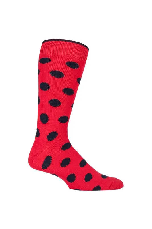 Sockshop of London Men's 1 Pair Spotty Cotton Socks in Red Size: 12-14 Red 12-14