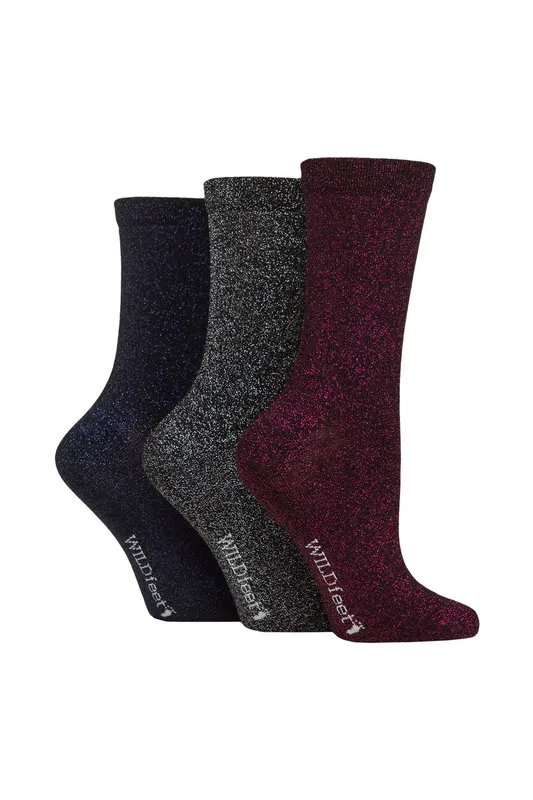 Sockshop Wild Feet Women's 3 Pair Plain Bamboo Socks in Dark Red Size: 4-8 Dark Red 4-8