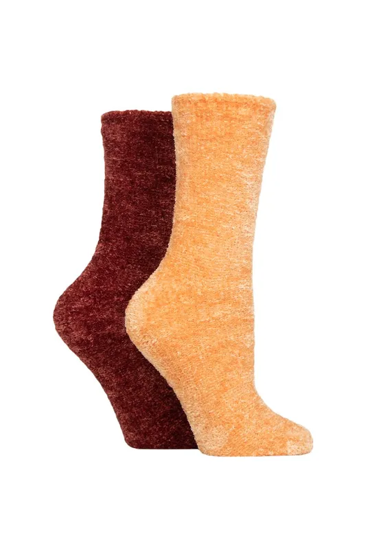 Sockshop Women's 2 Pair Chenille Boot Socks in Brown Size: 4-8 Brown 4-8