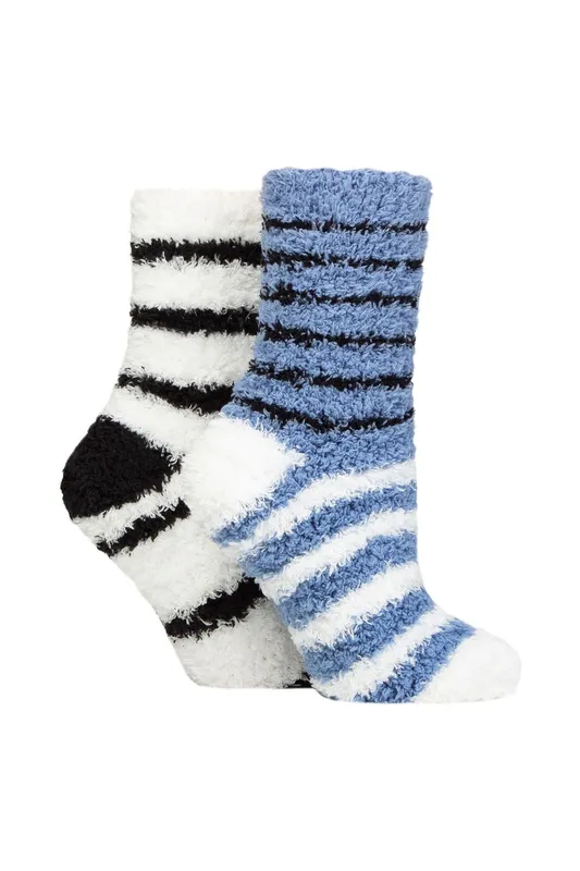 Sockshop Women's 2 Pair Fluffy & Cosy Leisure Socks in Light Blue Size: 4-8 Light Blue 4-8