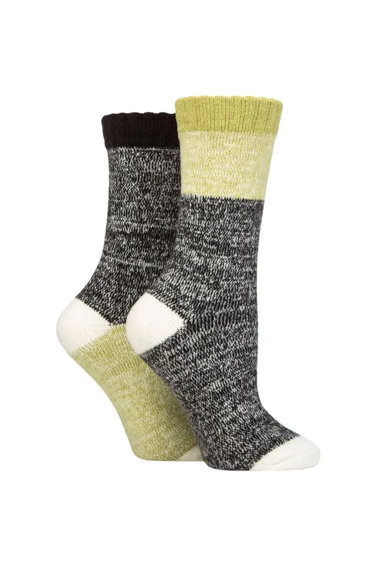 Sockshop Women's 2 Pair Velvet Soft Boot Socks in Green Size: 4-8 Green 4-8