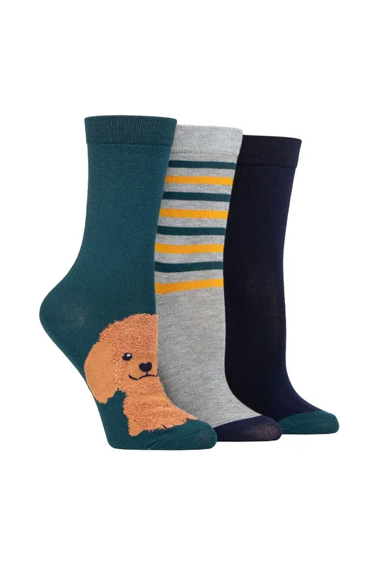 Sockshop Women's 3 Pair Bamboo Feather Socks in Teal Size: 4-8 Teal 4-8