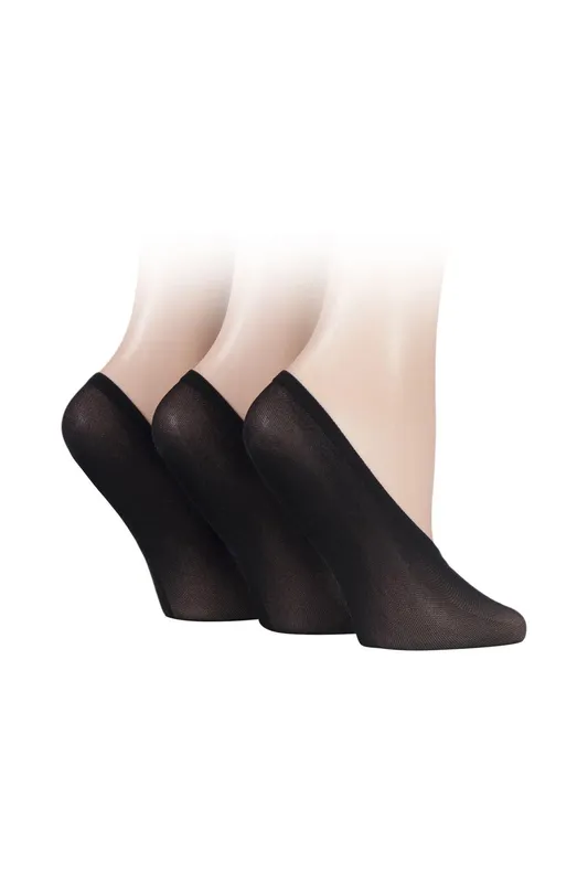 Sockshop Women's 3 Pair Soft Sheen Shoe Liner Socks in Black Size: 4-8 Black 4-8