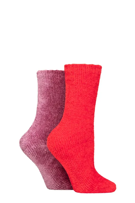 Women's 2 Pair Sockshop Chenille Boot Socks Crimson 4-8 - Red - Size: Small