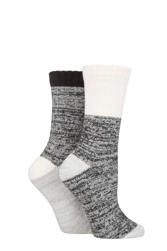 Women's 2 Pair Sockshop Velvet Soft Boot Socks Black 4-8 Ladies - Black - Size: Small