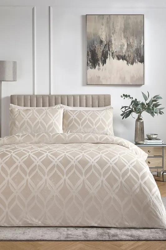 Soiree Belfort Velvet Duvet Cover Bedding Set Champagne