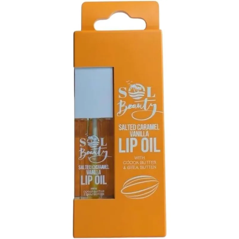Sol Beauty Salted Caramel Vanilla Lip Oil Cocoa Butter Shea Hydrate Soften 3g in Clear - Clear