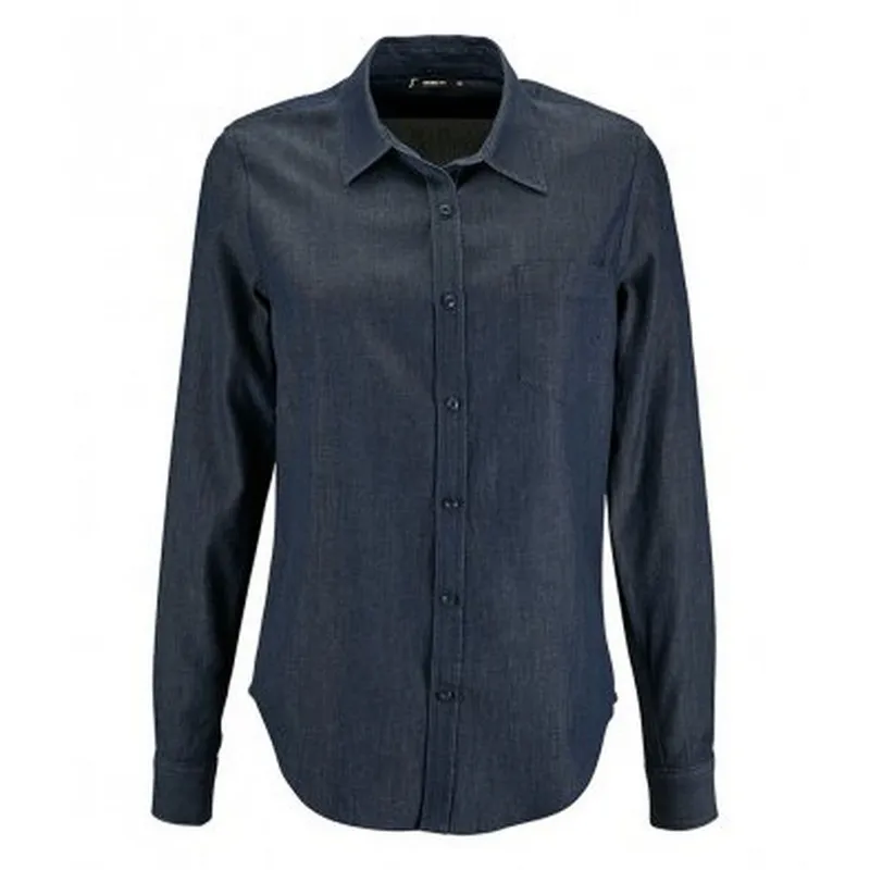 Sols Womens/ladies Barry Long Sleeve Denim Shirt (Denim Brut) - Blue Cotton - Size Large